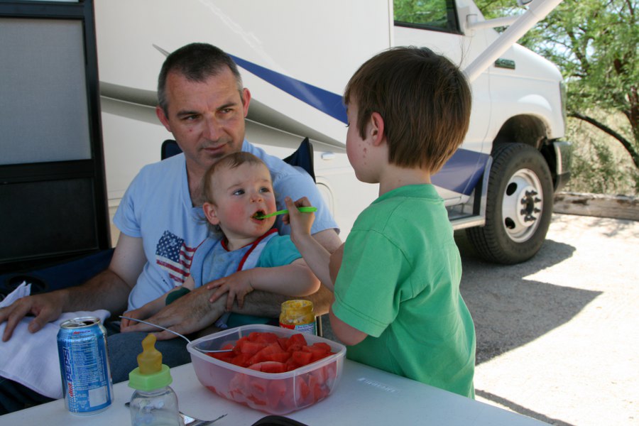 Auf dem Campingplatzin Laughlin bei 40 Grad