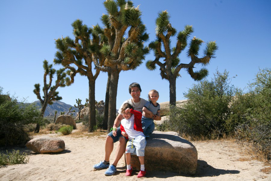 Morgendliches Familienbild im Joshua Tree NP