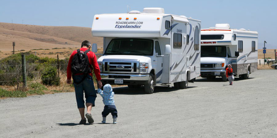 Zurück bei Sturm ans Wohnmobil