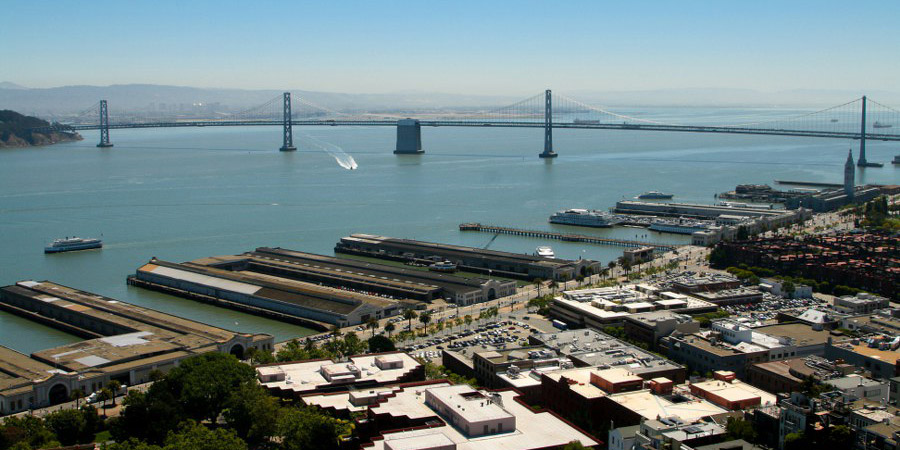 Blick vom Coit Tower in Richtung Bay Bridge und Oakland