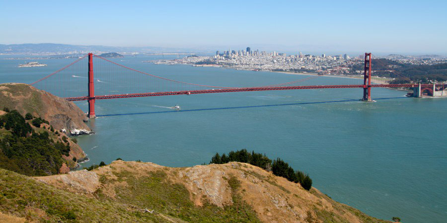 Die Golden Gate Bridge von Marine Headland aus gesehen