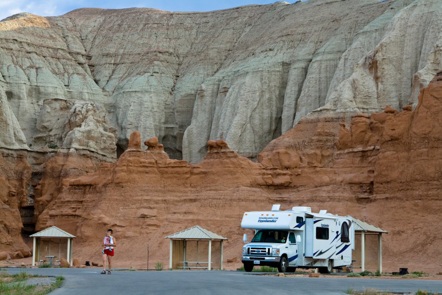 Unser Stellplatz auf dem Campground des Goblin Valley SP
