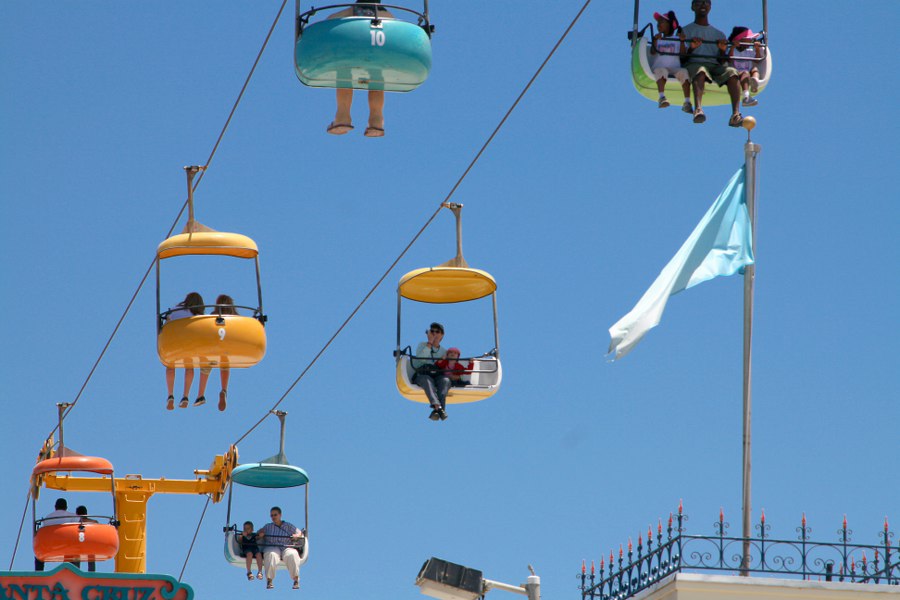 Boardwalk in Santa Cruz. Svenja und Petra in luftiger Höhe.
